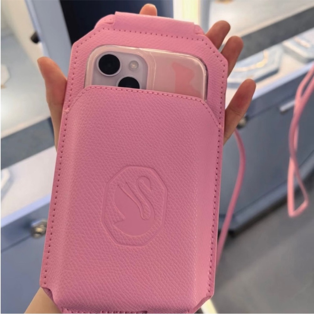Swarovski Pink Leather Crossbody Phone Case